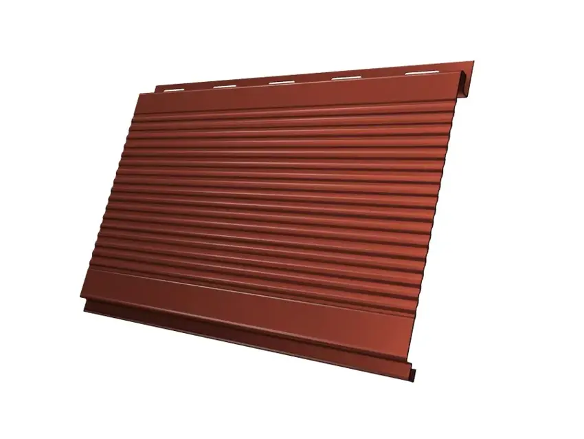 Металлический сайдинг Гранд Лайн / Grand Line профиль Вертикаль, GreenCoat Pural 0.5, цвет RR 750 кирпично-красный (RAL 8004) Grand Line подробное изображение