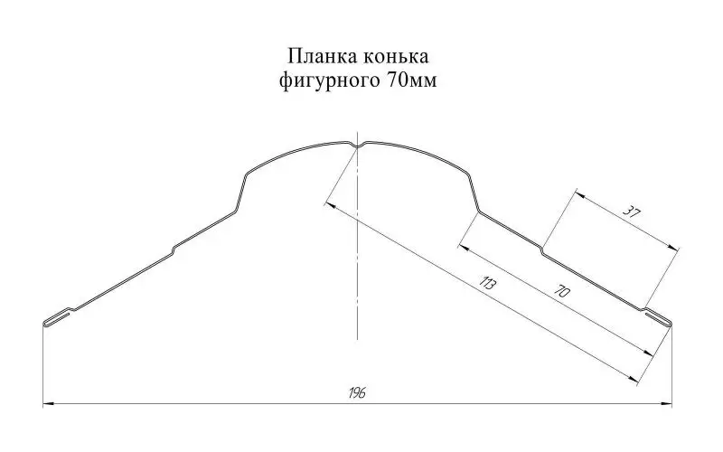 Конек фигурный Grand Line (Гранд Лайн), покрытие Velur 0.5, 70х70 мм, цвета по каталогу RAL и RR Grand Line подробное изображение