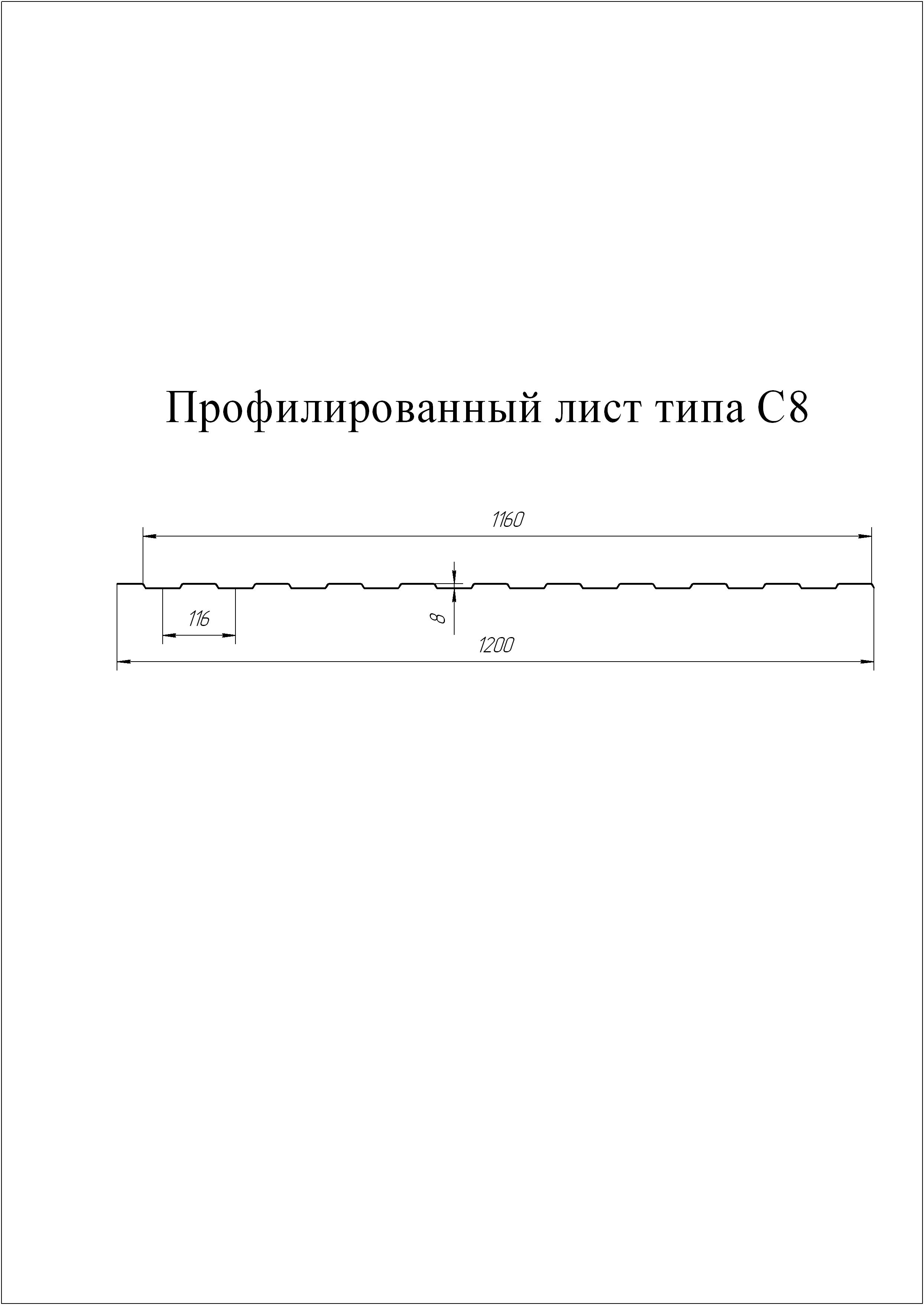 Профнастил С8A Гранд Лайн / Grand Line 0.4 PE Zn 100, цвет RAL 7004 (сигнально-серый) Grand Line подробное изображение
