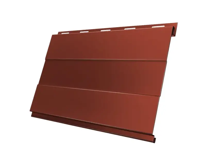 Металлический сайдинг Гранд Лайн / Grand Line профиль Вертикаль, GreenCoat Pural 0.5, цвет RR 750 кирпично-красный (RAL 8004) Grand Line подробное изображение