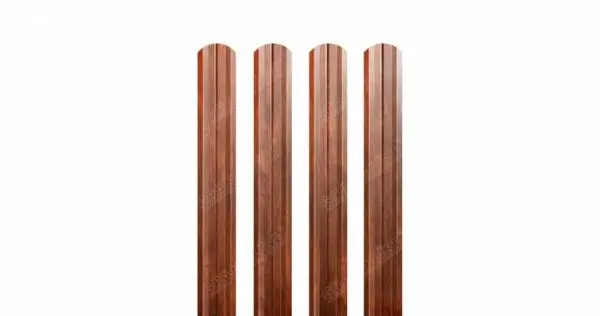 Штакетник металлический Grand Line (Гранд Лайн), М-образный фигурный, Print 0.5, цвет Cherry Wood Grand Line